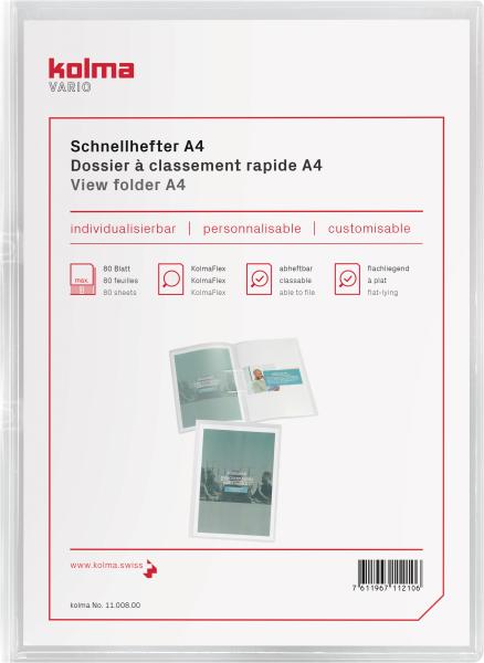 Kolma schnellhefter vario a4 11.008.00 transparent,kolmaflex 80 blatt - Kolma-1100800-7611967112106