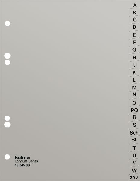 Kolma register longlife a5 19.245.03 grau a-z 24-teilig - Kolma-1924503-7611967190388