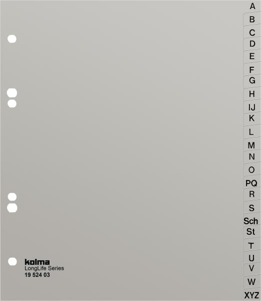 Kolma register longlife a5+ 19.524.03 grau a-z 24-teilig - Kolma-1952403-7611967190425