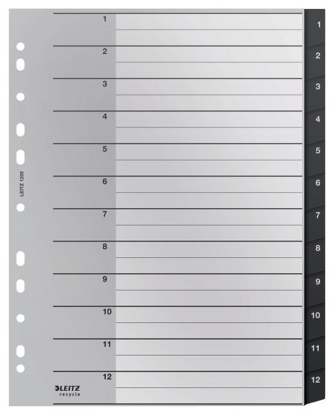 Leitz register pp recycle a4+ 1209-00-00 schwarz 1-12 - Leitz-1209-00-00-4002432127108