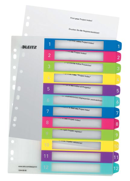 Leitz register pp wow a4+ 12440000 multicolor 1-12 - Leitz-12440000-4002432100323