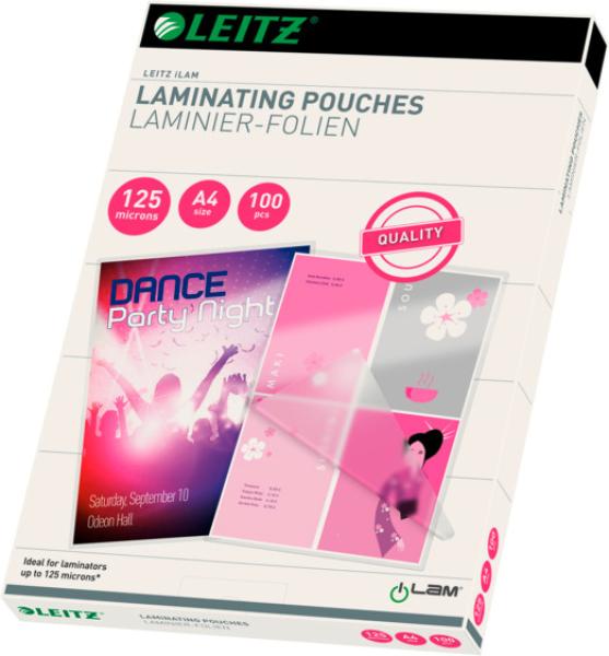 Leitz laminiertasche a4 33808 glanz, 125my 100 stk - Leitz-33808-5411313338080