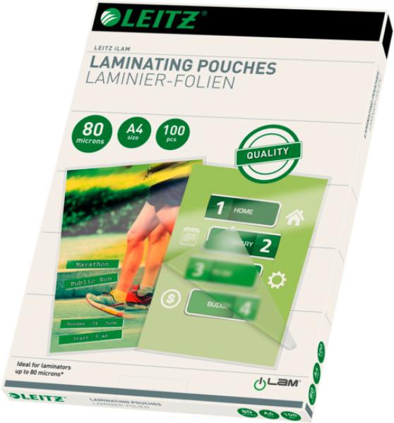 Leitz laminiertasche a4 33818 glanz, 80my 100 stk - Leitz-33818-5411313338189