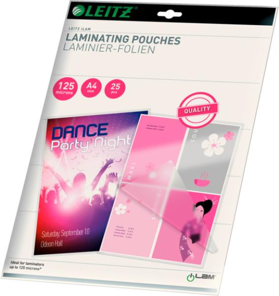 Leitz laminiertasche a4 33835 glanz, 125my 25 stk - Leitz-33835-5411313338356