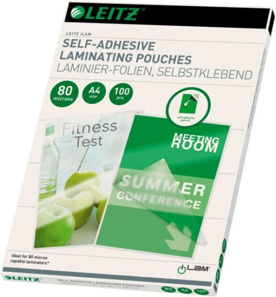Leitz laminiertasche a4 33872 glanz, 80my, selbstkl. 100 stk - Leitz-33872-5411313338721