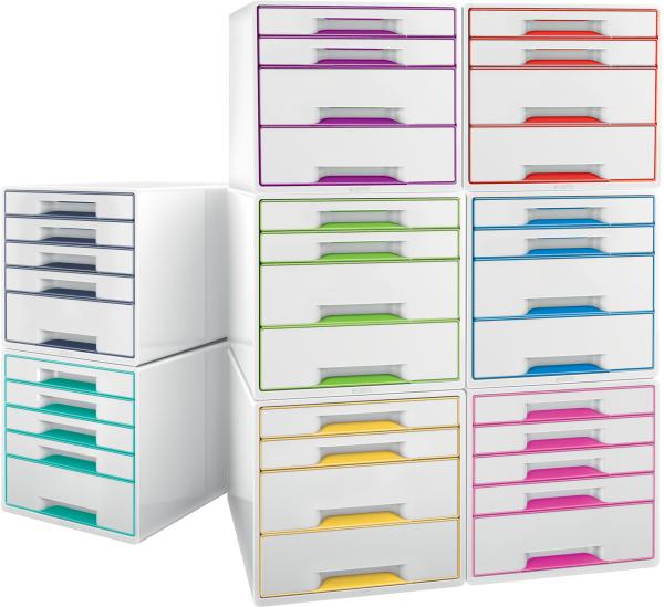 Leitz schubladenbox wow cube a4 5213-20-26 weiss/rot, 4 schubladen - Leitz-5213-20-26-4002432135172-05.jpg