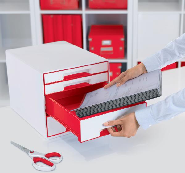 Leitz schubladenbox wow cube a4 5213-20-26 weiss/rot, 4 schubladen - Leitz-5213-20-26-4002432135172-06.jpg