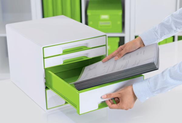 Leitz schubladenbox wow cube a4 5213-20-54 weiss/grün, 4 schubladen - Leitz-5213-20-54-4002432115396-03.jpg