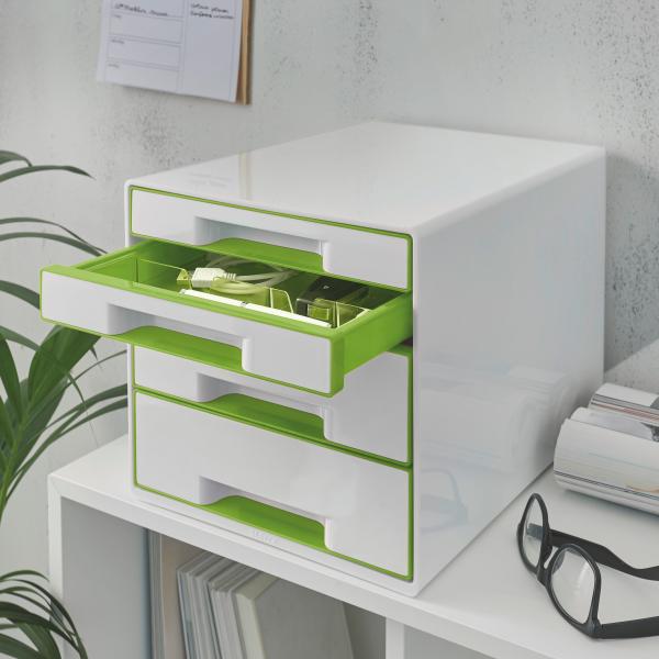 Leitz schubladenbox wow cube a4 5213-20-54 weiss/grün, 4 schubladen - Leitz-5213-20-54-4002432115396-04.jpg