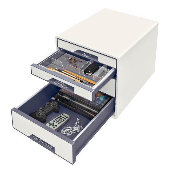 Leitz schubladenbox wow cube a4 52132001 weiss/grau, 4 schubladen - Leitz-52132001-4002432115334-02.jpg