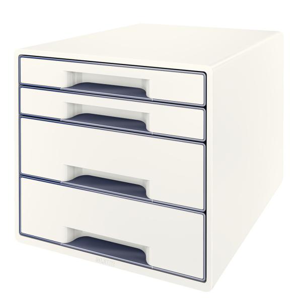 Leitz schubladenbox wow cube a4 52132001 weiss/grau, 4 schubladen - Leitz-52132001-4002432115334