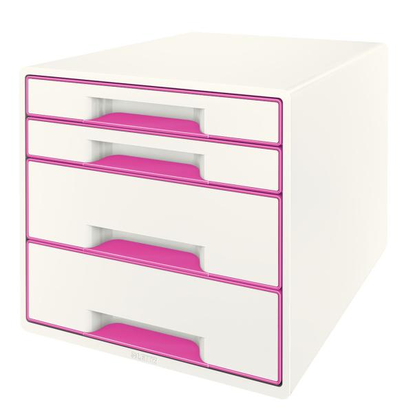 Leitz schubladenbox wow cube a4 52132023 weiss/pink, 4 schubladen - Leitz-52132023-4002432115341