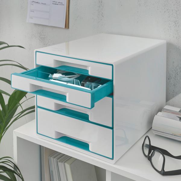 Leitz schubladenbox wow cube a4 52132051 weiss/eisblau, 4 schubladen - Leitz-52132051-4002432115372-03.jpg