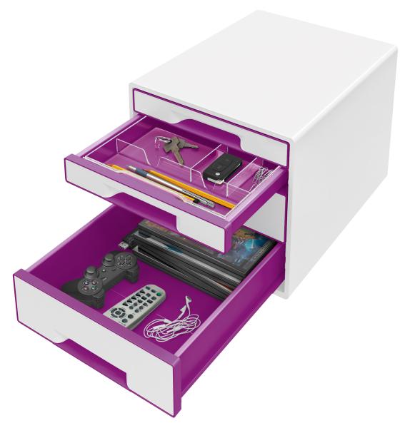 Leitz schubladenbox wow cube a4 52132062 weiss/violett, 4 schubladen - Leitz-52132062-4002432115389-02.jpg