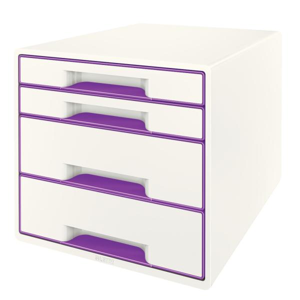 Leitz schubladenbox wow cube a4 52132062 weiss/violett, 4 schubladen - Leitz-52132062-4002432115389