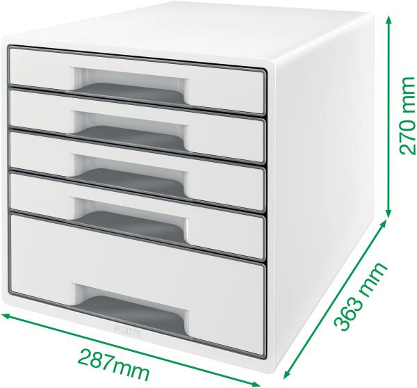Leitz schubladenbox wow cube a4 5214-20-26 weiss/rot, 5 schubladen - Leitz-5214-20-26-4002432135189-04.jpg
