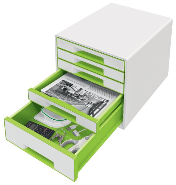 Leitz schubladenbox wow cube a4 5214-20-54 weiss/grün, 5 schubladen - Leitz-5214-20-54-4002432115464-02.jpg