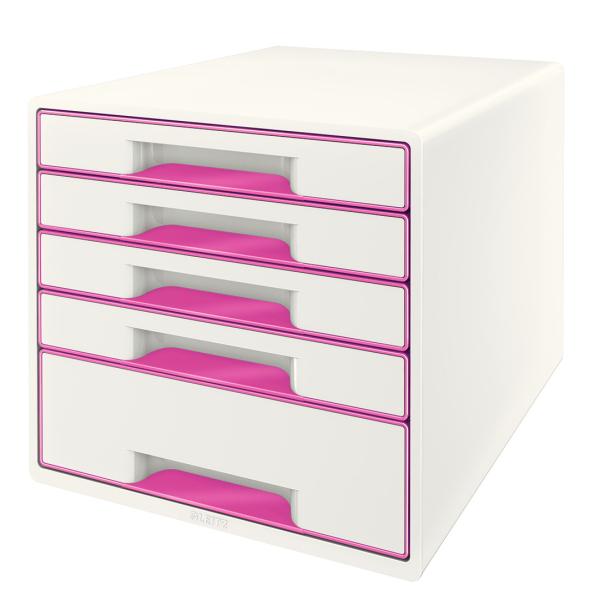 Leitz schubladenbox wow cube a4 52142023 weiss/pink, 5 schubladen - Leitz-52142023-4002432115419