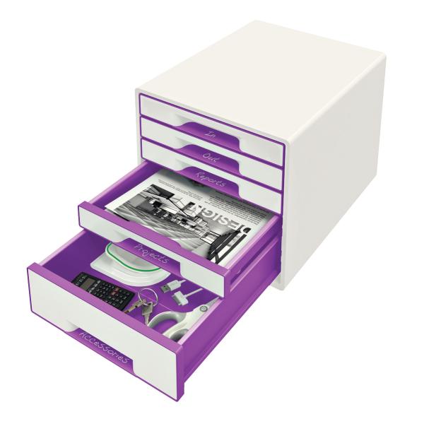 Leitz schubladenbox wow cube a4 52142062 weiss/violett, 5 schubladen - Leitz-52142062-4002432115457-02.jpg