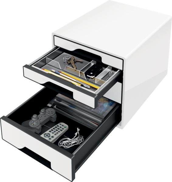 Leitz schubladenbox wow cube a4 5252-10-01 weiss/schwarz, 4 schubladen - Leitz-5252-10-01-4002432115471-02.jpg