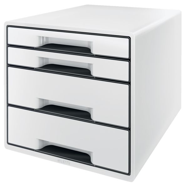 Leitz schubladenbox wow cube a4 5252-10-01 weiss/schwarz, 4 schubladen - Leitz-5252-10-01-4002432115471