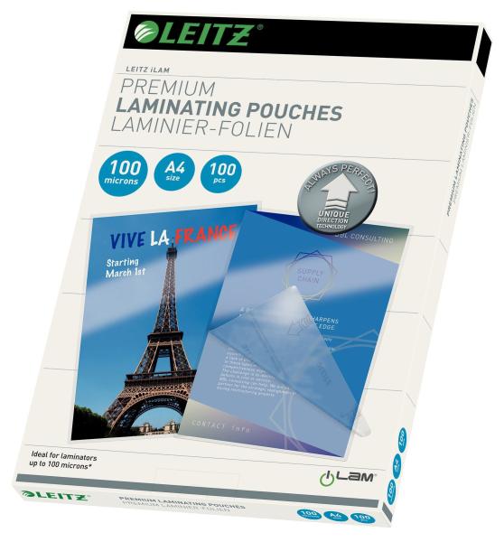 Leitz laminiertasche a4 74300002 glanz, 125my 100 stk - Leitz-74300002-4002432377114