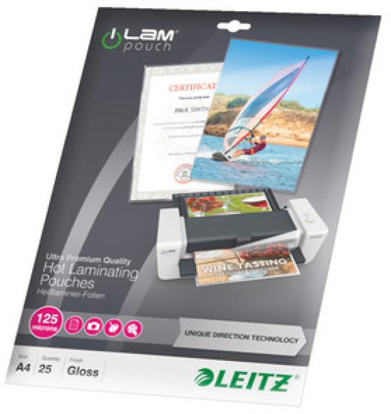 Leitz laminiertasche a4 74820000 glanz, 125my 25 stk - Leitz-74820000-4002432397662