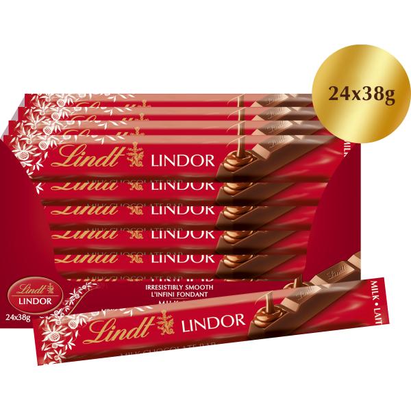 Lindt schokoladenriegel 631318 lindor milch 24x38g - Lindt-631318-4000539363108