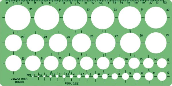 Linex kreisschablone 561400 1-35mm grün/transp. - Linex-561400-5701221102089