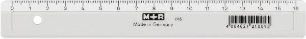 M+r schullineal,schmal 16cm 711160000 klar, skala kunststoff - Mr-711160000-4004627210015