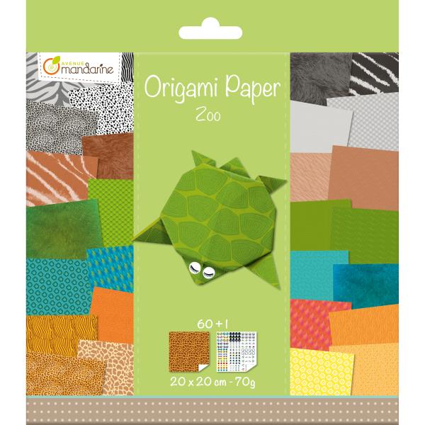 Mandarine origamipapier 20x20cm 52504md zoo 70g 60 blatt - Mandarine-52504md-3065500525047
