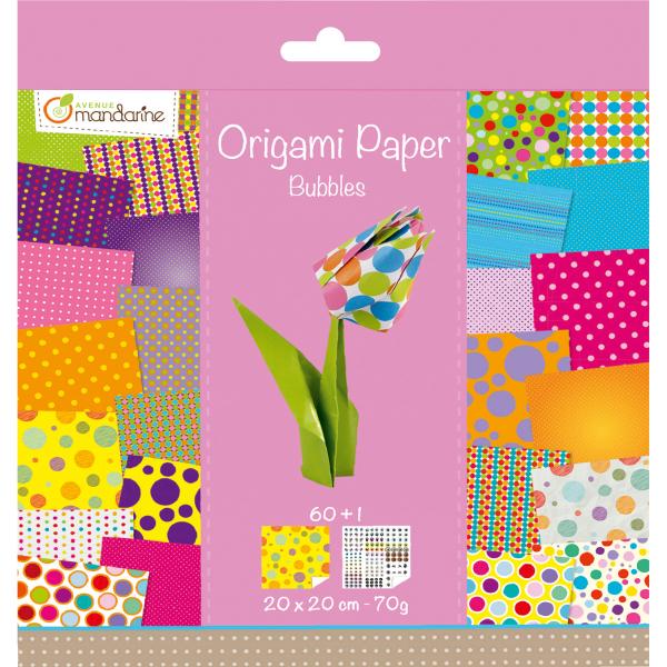 Mandarine origamipapier 20x20cm 52506o bubbles 70g 60 blatt - Mandarine-52506o-3065500525061