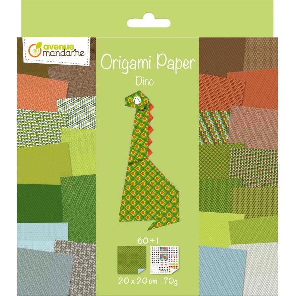 Mandarine origamipapier 20x20cm or512c dino 70g 60 blatt - Mandarine-or512c-3609510575120