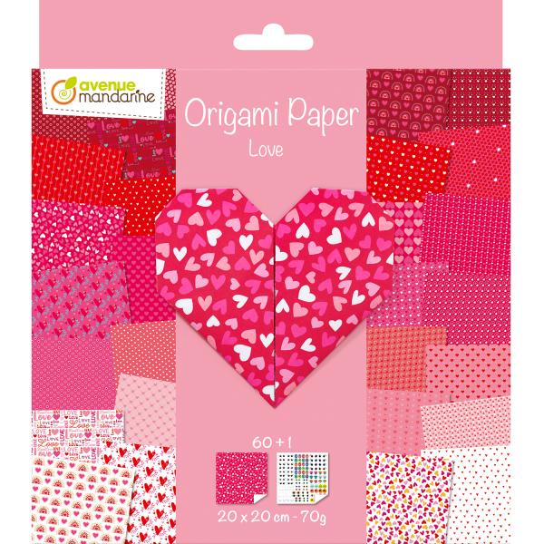 Mandarine origamipapier 20x20cm or518c love 70g 60 blatt - Mandarine-or518c-3609510575182