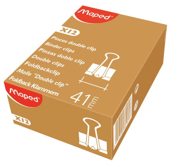 Maped foldback klammer 300070 41mm schwarz 12 stk. - Maped-300070-3154140361617
