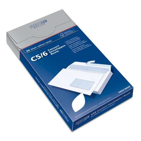 Mettler couvert fenster rechts c5/6 7064-80-s50 80g,hochweiss,kleber 50 stk. - Mettler-7064-80-s50-7640126060064