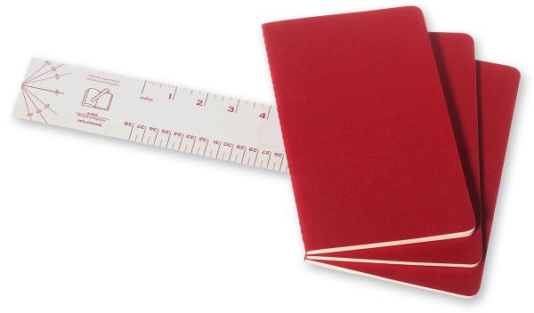 Moleskine notizheft cahier a5 101-4 liniert, rot 3 stück - Moleskine-101-4-9788862931014-03.jpg