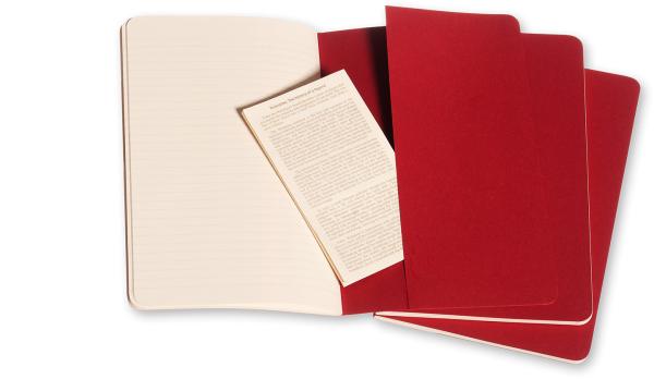 Moleskine notizheft cahier a5 101-4 liniert, rot 3 stück - Moleskine-101-4-9788862931014-04.jpg