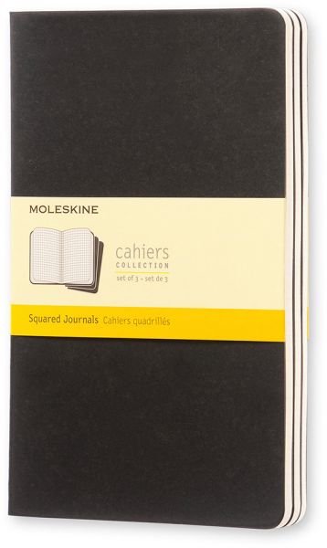 Moleskine notizheft cahier a5 496-3 kariert, schwarz 3 stück - Moleskine-496-3-9788883704963