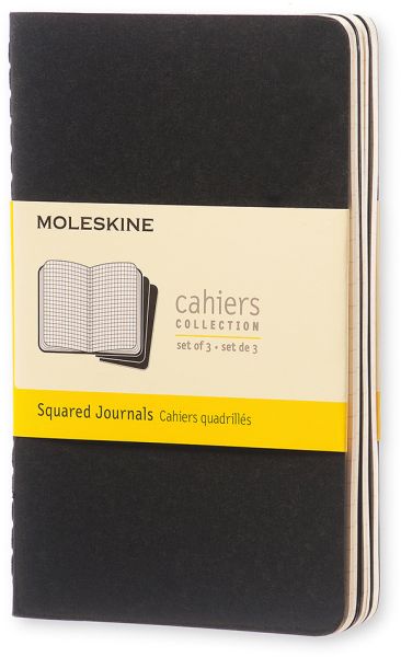 Moleskine notizheft cahier a6 704901 kariert, schwarz 3 stück - Moleskine-704901-9788883704901