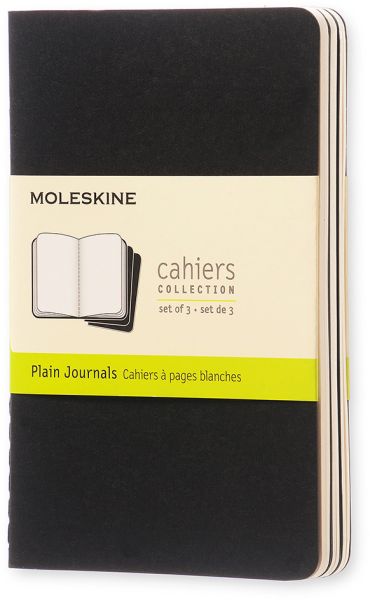 Moleskine notizheft cahier a6 704918 blanko, schwarz 3 stück - Moleskine-704918-9788883704918