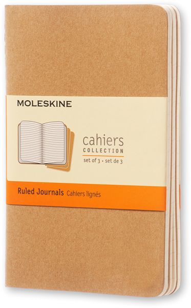 Moleskine notizheft cahier a6 704925 liniert, natur 3 stück - Moleskine-704925-9788883704925