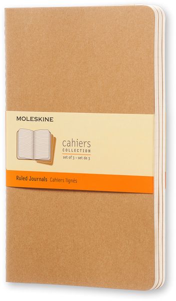 Moleskine notizheft cahier a5 704987 liniert, natur 3 stück - Moleskine-704987-9788883704987