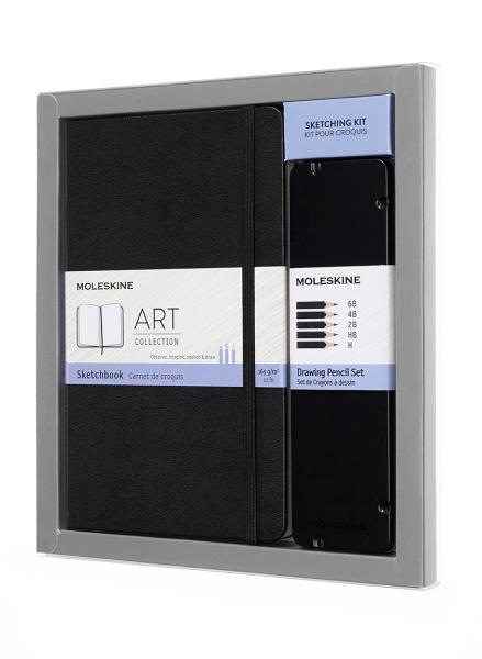 Moleskine skizzen set l/a5 717585 hc, noir, zeichenstift-set - Moleskine-717585-8058341717585