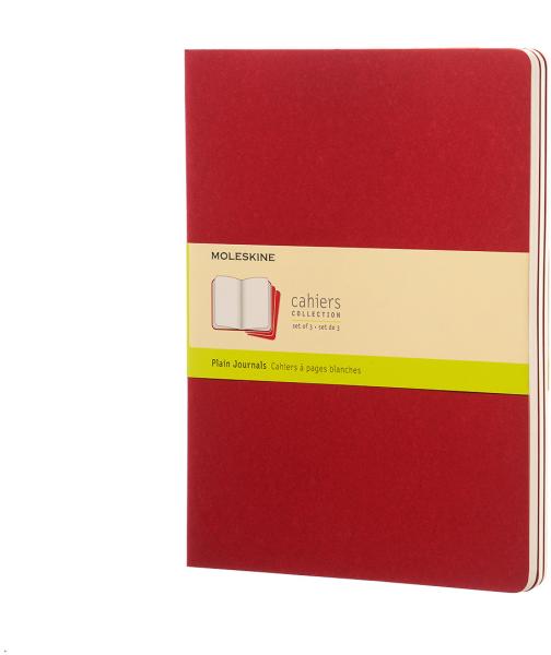 Moleskine notizheft cahier xl 25x19cm 931090 blanko, rot 3 stück - Moleskine-931090-9788862931090