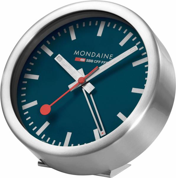 Mondaine wand / tischuhr 125mm a997.46sbv.1 blau, weckfunktion - Mondaine-a99746sbv1-7611382631510
