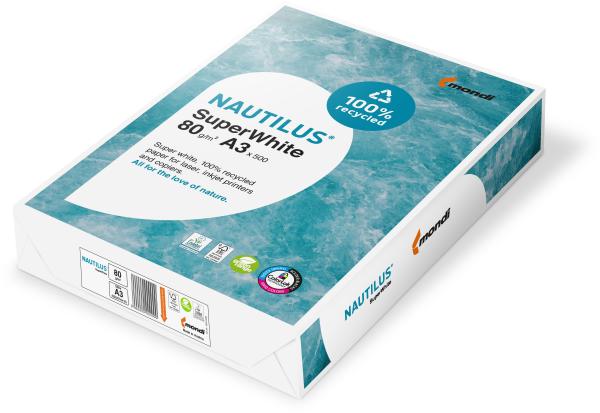 Nautilus super white kopierpapier a3 88043658 80g, recycling 500 blatt - Nautilus-88043658-9003974433974
