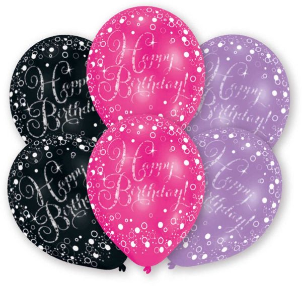 Neutral latexballons 6 stk. 9901070 pink, purple, black 27.5cm - Neutral-9901070-0013051654610