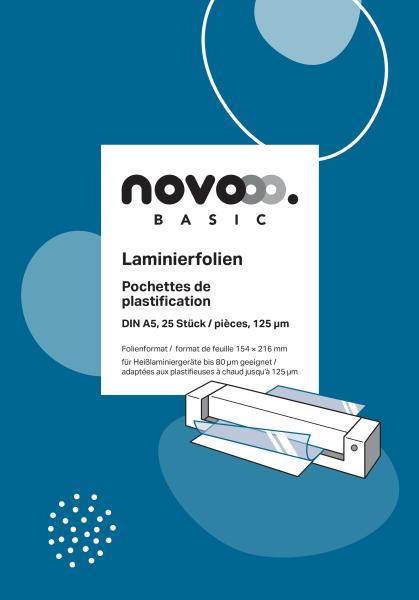 Novooo laminierfolie a5 47030000 glanz, 125my 25 stück - Novooo-47030000-9010729047898