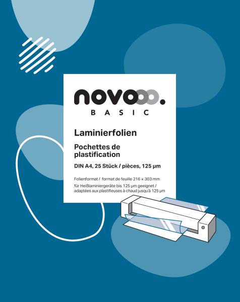 Novooo laminierfolie a4 47070000 glanz, 125my 25 stück - Novooo-47070000-9010729002088